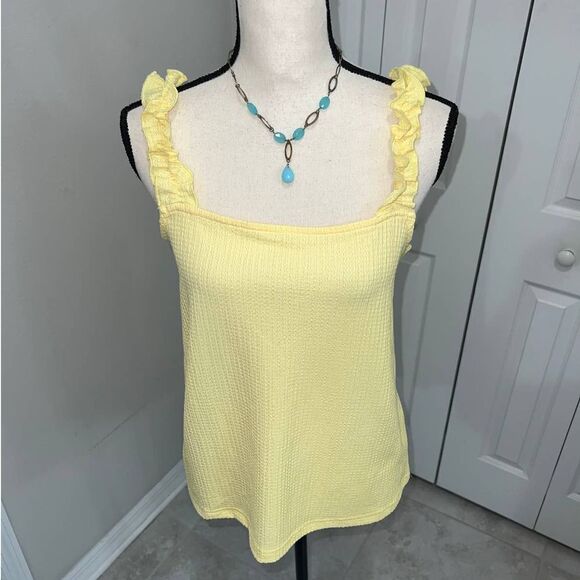 Vero Moda Yellow Pam Ruffle Strap Tank Top - M   (NWT) - Picture 1 of 12